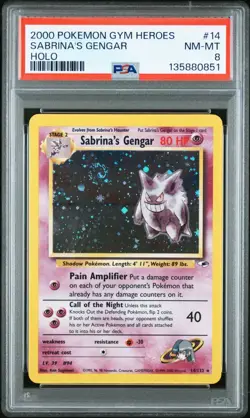 Pokemon Sabrina’s Gengar #14 Gym Heroes Holo - PSA 8 NM-MT - Image 1