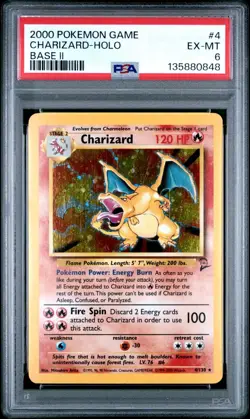 Pokemon Charizard #4 Base Set 2 Holo - PSA 6 EX-MT - WOTC - Image 1