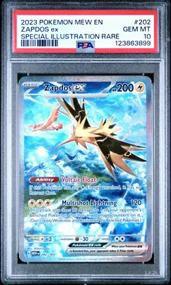2023 Pokemon Mew En-151 Zapdos Ex #202 GEM MT PSA 10 Special Illustration Rare - Image 1