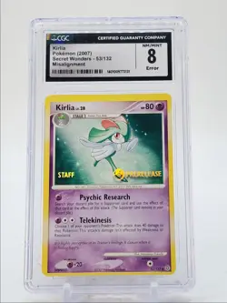 KIRLIA LV.28 2007 POKEMON SECRET WONDERS MISALIGNMENT 53/132 CGC 8 Q5986 - Image 1