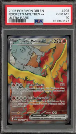 Pokemon Team Rocket's Moltres ex Destined Rivals Ultra Rare #208 PSA 10 Gem Mint - Image 1