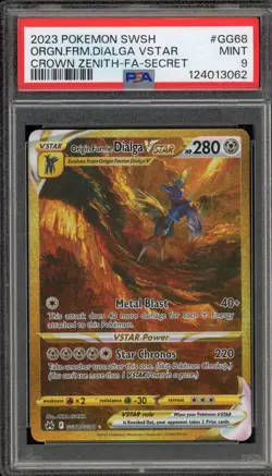 Pokemon Origin Forme Dialga VSTAR Crown Zenith Secret Rare Full Art #GG68 PSA 9 - Image 1