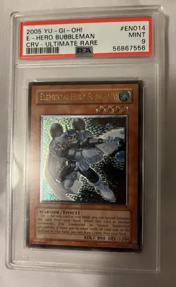 Yu-Gi-Oh! Elemental Hero Bubbleman Ultimate Rare Euro PSA 9 MINT CRV-EN014 - Image 1
