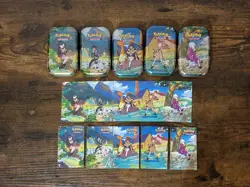 EMPTY Crown Zenith Pokemon TCG Complete 5 Mini Tin Set with Cards and Stickers - Image 1