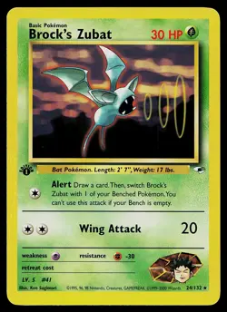 Pokemon Card - Brock's Zubat Gym Heroes 24/132 Rare 1st Edition - Image 1