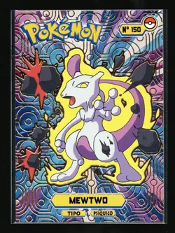 MEWTWO #150 - Card Tops Pokedex Database - Pokemon *GOLD HOLO FOIL DESIGN* - Image 1