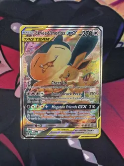 Pokemon Eevee & Snorlax GX SM169 TAG TEAM Promo Full Art Holo Card English - Image 1