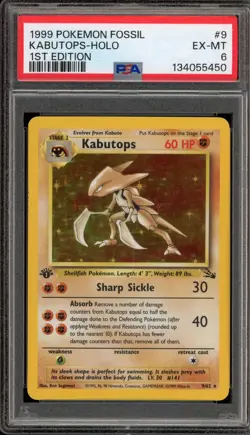 Pokemon Kabutops Fossil 1st Edition Holo Rare #9 PSA 6 - Image 1
