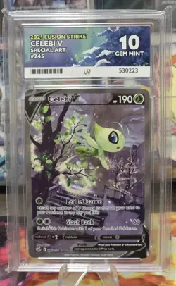 Pokemon TCG Celebi V 245/264 SWSH Fusion Strike Graded ACE Gem Mint 10 - Image 1