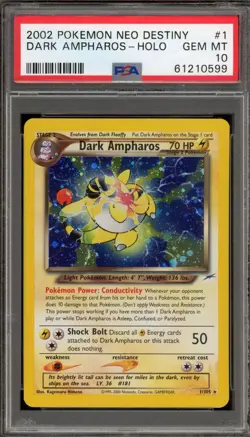 Pokemon Dark Ampharos Neo Destiny Unlimited Holo Rare #1 PSA 10 Gem Mint - Image 1