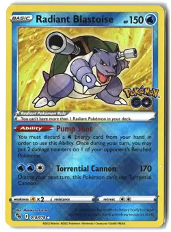 Radiant Blastoise ⭐ 018/078 Holo Radiant Rare Pokemon GO 2022 Pokemon NM - Image 1