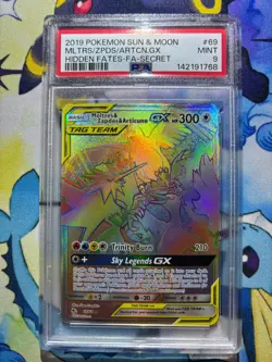 2019 Pokemon Sun & Moon Hidden Fates Moltres & Zapdos & Articuno GX 69/68 PSA 9 - Image 1