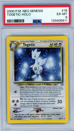 2000 Pokemon Neo Genesis Togetic Holo #16 PSA 6 - Image 1