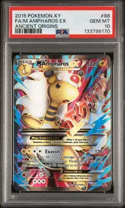 2015 Pokemon Ancient Origins Mega Ampharos Ex Full Art #88 GEM MT PSA 10 XY - Image 1