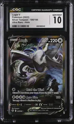 POKEMON CGC 10 2022 SWSH Silver Tempest Lugia V 186/195 Alt Art *5042 - Image 1