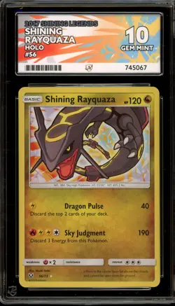 Pokemon Shining Rayquaza Shining Legends Holo Ultra Rare #56 ACE 10 Gem Mint - Image 1