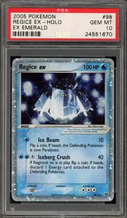 Pokemon Regice ex EX Emerald Holo Ultra Rare #98 PSA 10 Gem Mint - Image 1