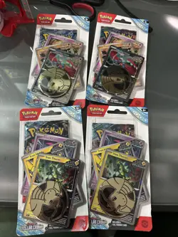 Lot Of 4 Pokemon TCG Stellar Crown Checklane Blister Pack W/Promos & Coins - Image 1