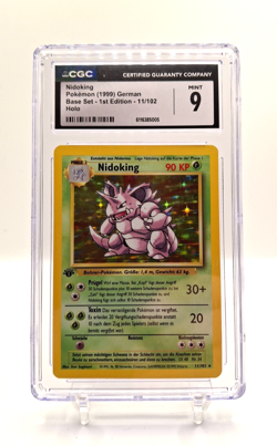 1999 Pokemon Base Set Nidoking 1st Edition Holo 11/102 CGC 9! GERMAN! - Image 1