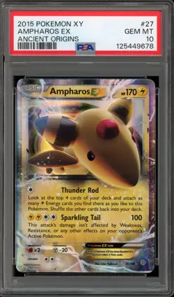 Pokemon Ampharos EX XY Ancient Origins Holo Ultra Rare #27 PSA 10 Gem Mint - Image 1