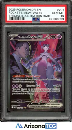 Pokemon 2025 Team Rocket's Mewtwo ex 231/182 SIR Destined Rivals GEM MINT PSA 10 - Image 1