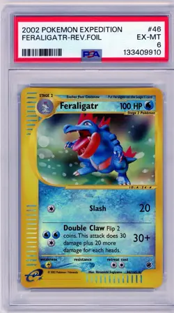 2002 Pokemon Expedition Feraligatr Reverse Holo Rare #46 PSA 6 - Image 1