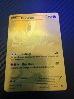 Pokemon Black & White: Legendary Treasures Reshiram 114/113 Gold Secret Rare LP - Image 1