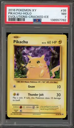 Pokemon Pikachu XY Evolutions Cracked Ice Holo #35 PSA 7 - Image 1