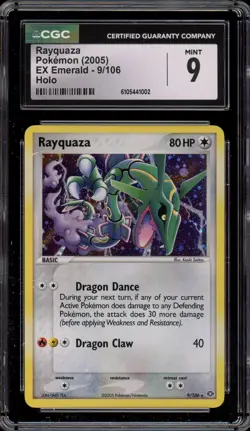 Pokemon Rayquaza EX Emerald Holo Rare #9 CGC 9 Mint - Image 1