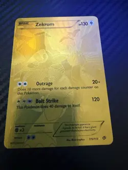 Pokemon Black & White: Legendary Treasures Zekrom 115/113 Gold Secret Rare LP - Image 1