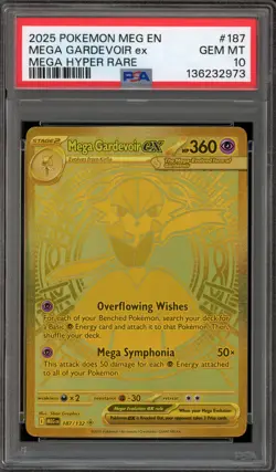 Pokemon Mega Gardevoir ex Mega Evolution Mega Hyper Rare #187 PSA 10 Gem Mint - Image 1