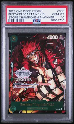 2023 One Piece Promo #003 Eustass “Captain” Kid-Store Championship Winner PSA 10 - Image 1