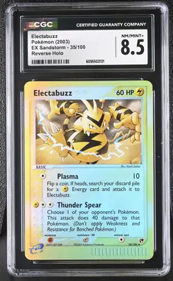 CGC 8.5 Electabuzz 35/100 Reverse Holo EX Sandstorm Pokemon Card - Image 1