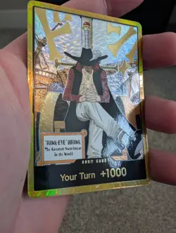 DON!! Card (Dracule Mihawk) (Gold) The Azure Sea's Seven Foil OP14 One Piece - Image 3