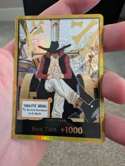 DON!! Card (Dracule Mihawk) (Gold) The Azure Sea's Seven Foil OP14 One Piece - Image 5