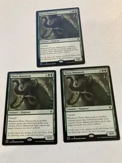 3 x mtg Thorn Mammoth, Throne of Eldraine, unplayed - Image 1