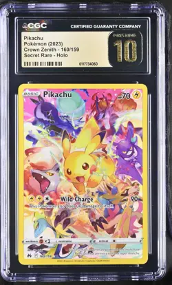 2023 Pokemon Pikachu Crown Zenith 160/159 SR CGC PRISTINE 10 - Image 1