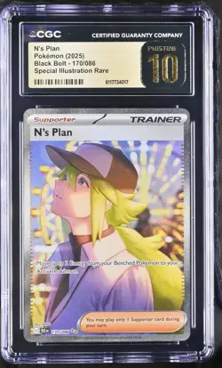 2025 Pokemon N's Plan Black Bolt 170/086 SIR CGC Pristine 10 - Image 1
