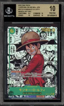 One Piece CCG Monkey.D.Luffy Carrying His Will JPN Manga Alt Art OP13-118 BGS 10 - Image 1