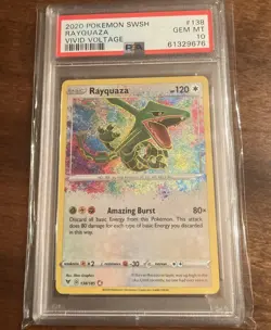 2020 Pokemon Vivid Voltage Rayquaza Amazing Rare Card 138/185 PSA 10 Gem Mint - Image 1
