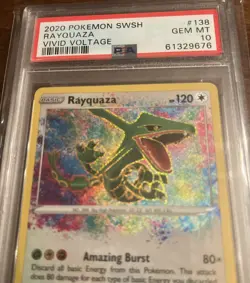 2020 Pokemon Vivid Voltage Rayquaza Amazing Rare Card 138/185 PSA 10 Gem Mint - Image 2