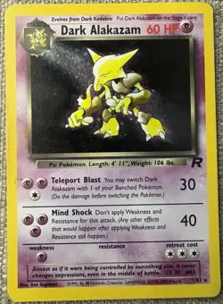 Dark Alakazam - 1/82 - Pokemon Team Rocket Unlimited Holo Rare Card WOTC (HP) - Image 1
