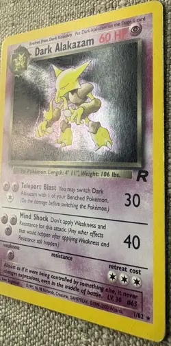 Dark Alakazam - 1/82 - Pokemon Team Rocket Unlimited Holo Rare Card WOTC (HP) - Image 2