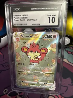 CGC 10 Simisear VSTAR GG37 Crown Zenith Galarian Gallery Pokemon Card - Image 1