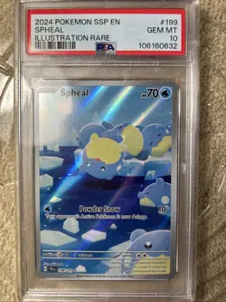 Pokemon TCG Spheal Card Surging Sparks Illustration Rare, 199/191, PSA 10 - Image 1