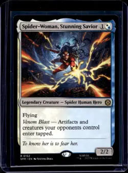 2025 Magic MTG Marvel's Spider-Man Spider-Woman Stunning Savior Foil Rare #0152 - Image 1