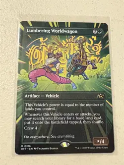 mtg borderless Lumbering Worldwagon, vehicle, Aetherdrift, unplayed - Image 1