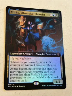 mtg borderless foil Mirko Obsessive Theorist, Murders at Karlov Manor Commander - Image 1