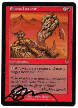 MTG M:tG INVASION Shivan Harvest FOIL - SIGNED by Daren Bader! - Image 1