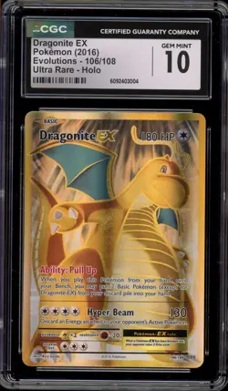 Pokemon Dragonite EX XY Evolutions Full Art #106 CGC 10 Gem Mint - Image 1